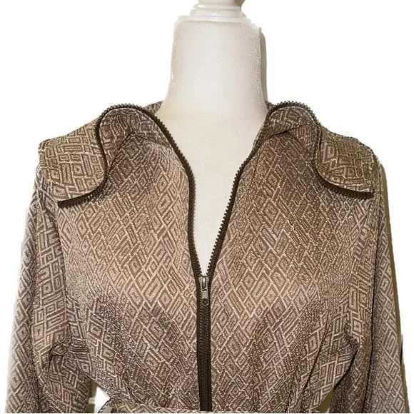 NEW - SHEIN - XL(12) | Geo Pattern Foldover Collar Layer Hem Belted Coat - Picture 9 of 11